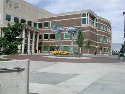 Photo of EOS-Four Winds art piece outside Columbine Hall 